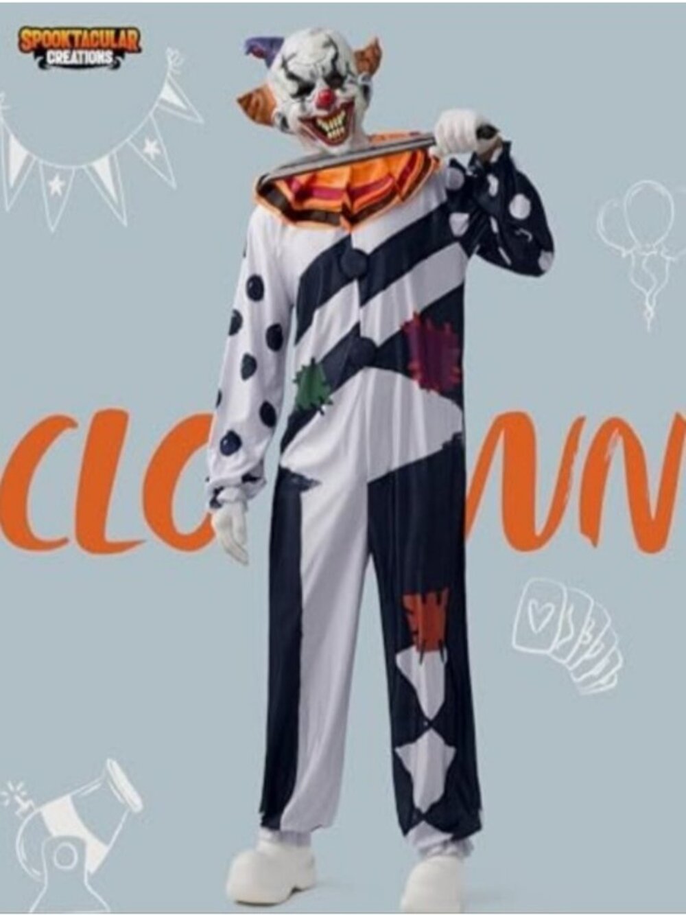 Spooktacular Creations Scary Clown Costume New Large Halloween Dress-Up Unisex